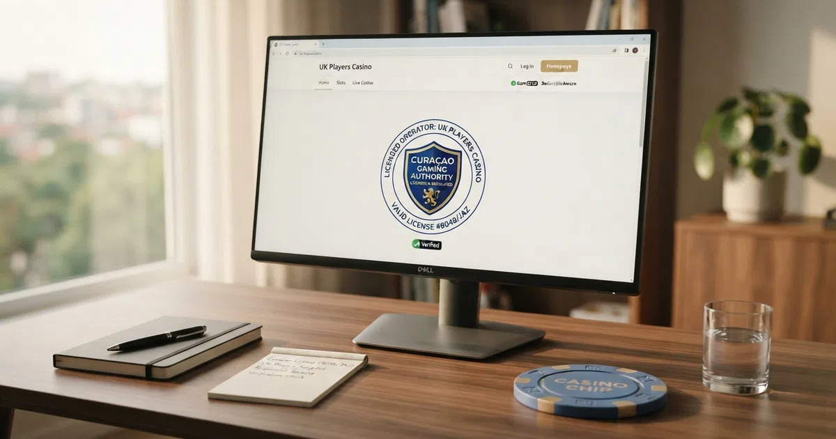 A close-up of a Curaçao Gaming Authority licence seal displayed on a desktop screen, with the OGL licence number visible