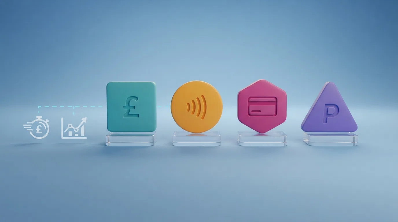 Four e-wallet logos arranged beside a stopwatch and a calendar icon, with a highlighted arrow marking the PayPal-to-casino-account route
