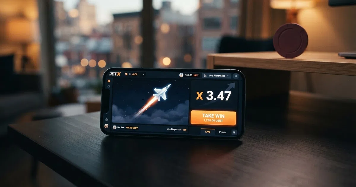 A jet aircraft climbing against a dark gaming interface with a rising multiplier curve and a cash-out button visible on screen