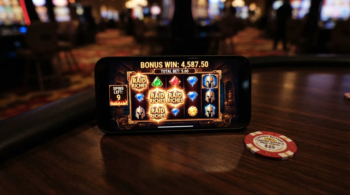 A gameplay screenshot from a Money Train slot showing a bonus round in progress, with the running win total displayed above the reels and the remaining spin count visible