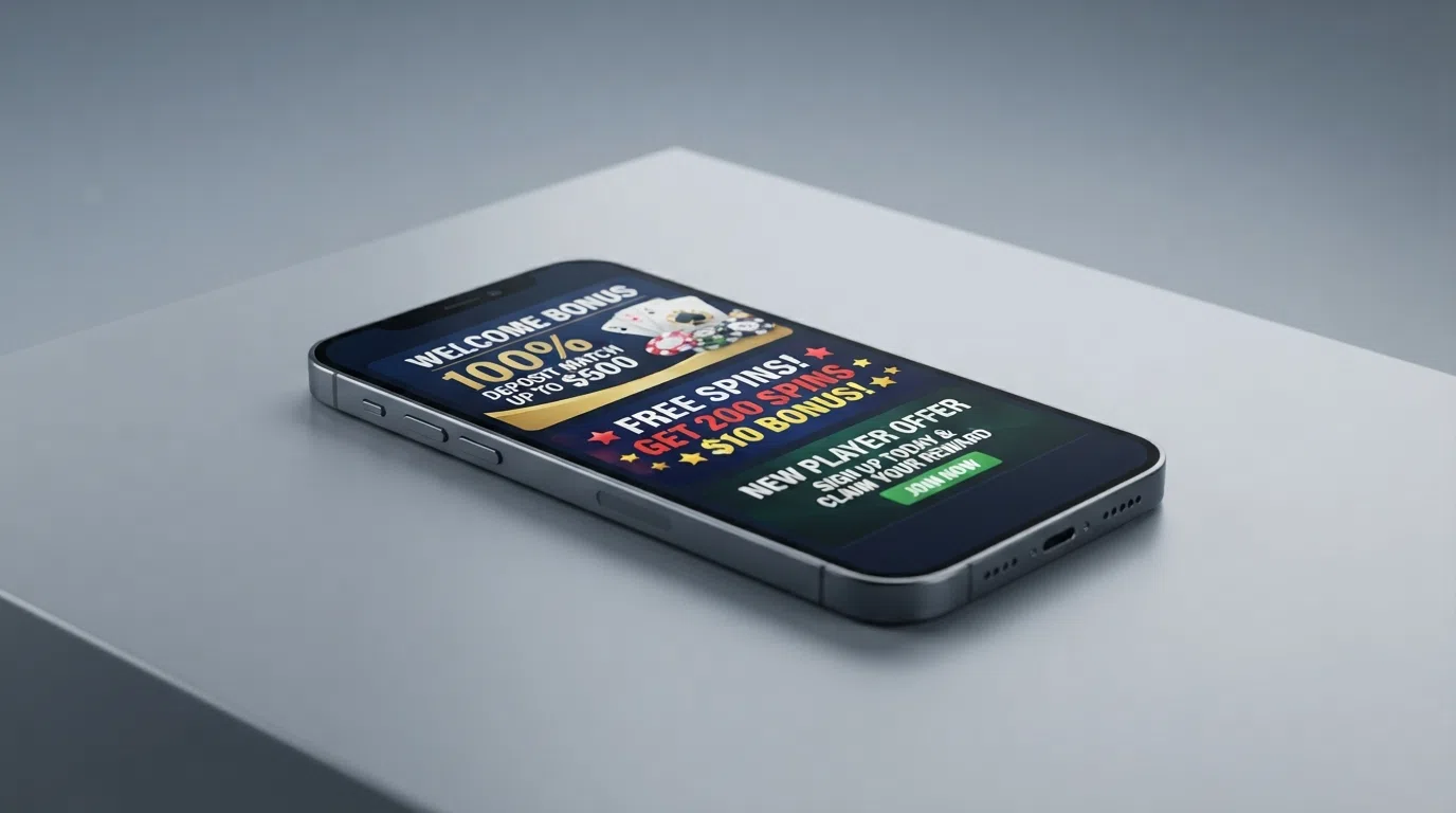 A side-by-side comparison of UK casino welcome-offer banners displayed on a screen