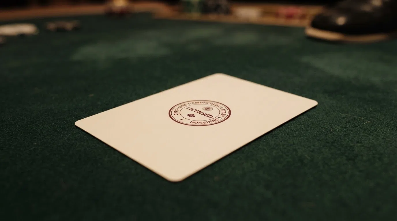 A row of casino logo cards, each stamped with a different offshore licence seal, none reading UKGC