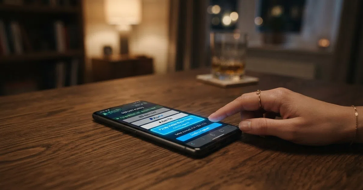 A smartphone screen showing a casino deposit page with the Pay by Mobile option highlighted among other payment methods