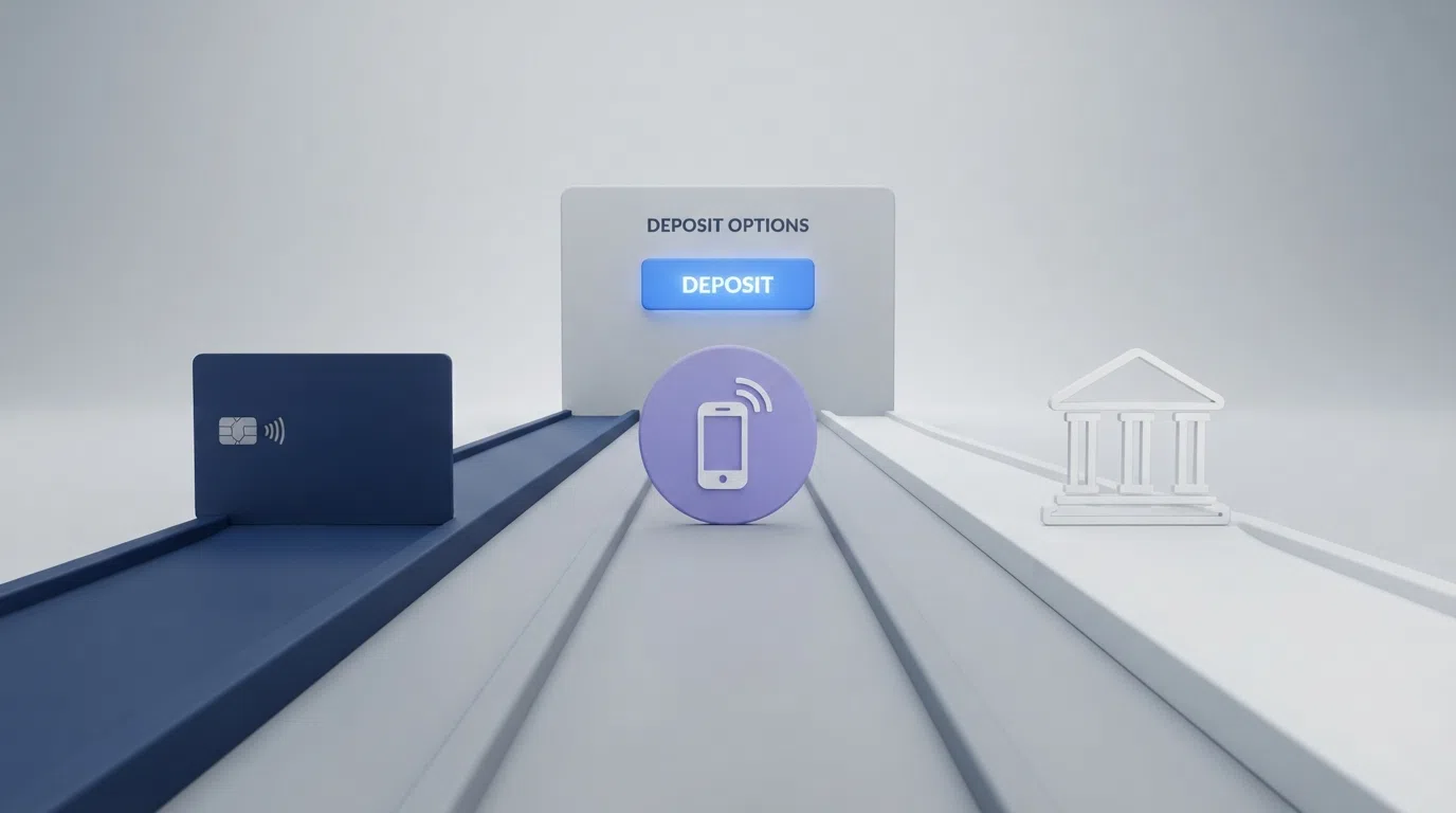 A simplified three-path diagram showing Revolut debit card, Revolut Pay and Open Banking as parallel deposit rails into a casino cashier.