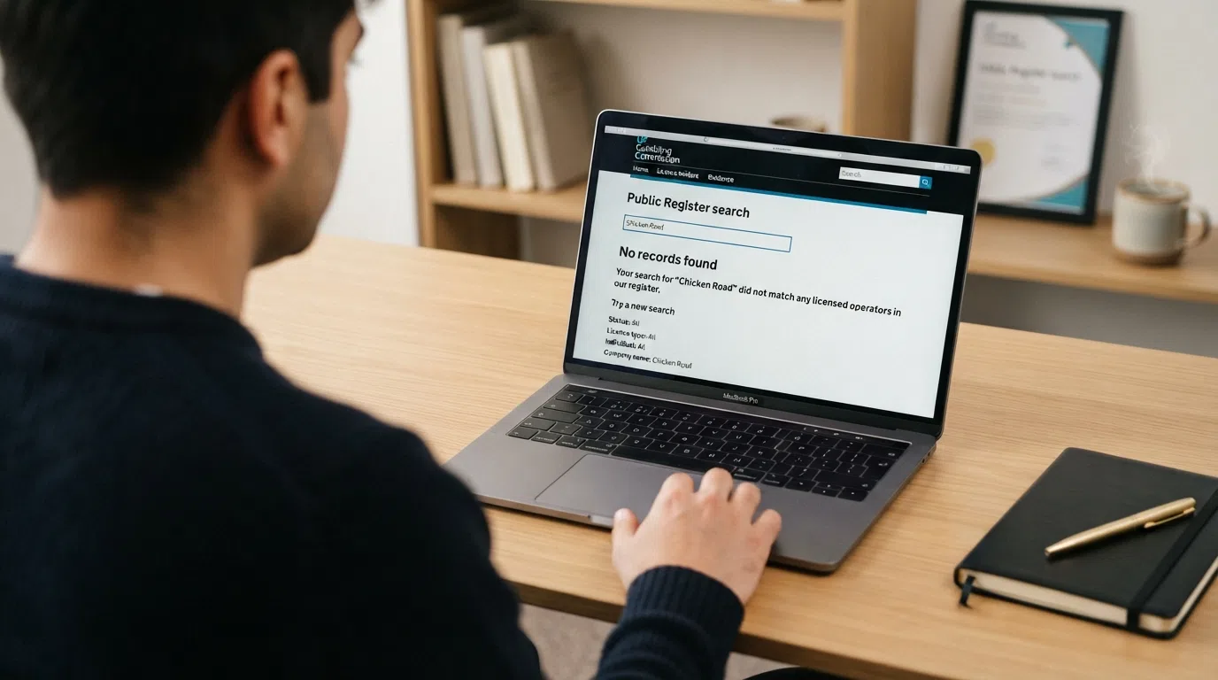 A web-browser view of the Gambling Commission public register search interface