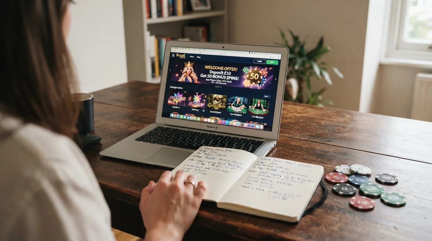 A comparison table listing ten UK casino names, each with a licence account number, a welcome offer and a wagering figure