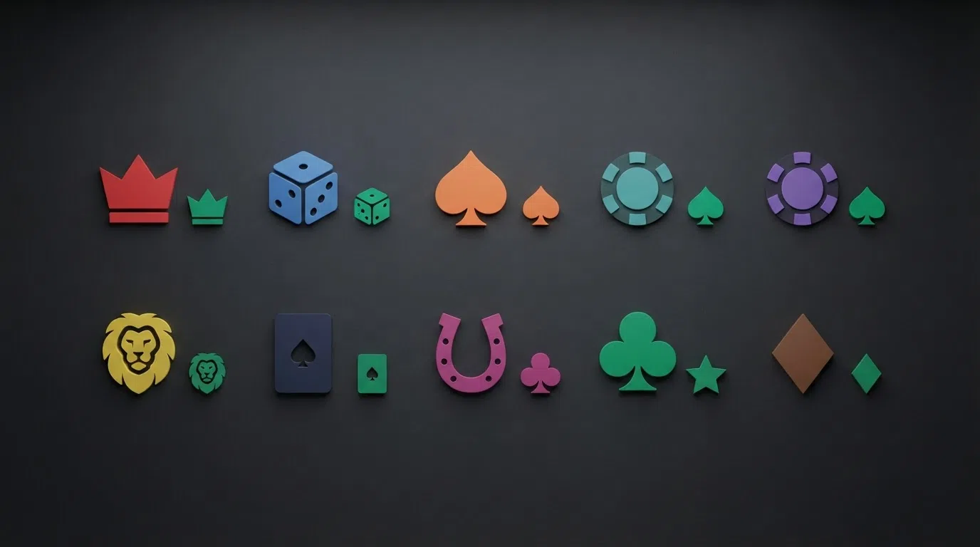 A side-by-side grid of ten UK casino operator logos arranged in two rows of five on a dark background, each logo accompanied by a small green UKGC licence badge