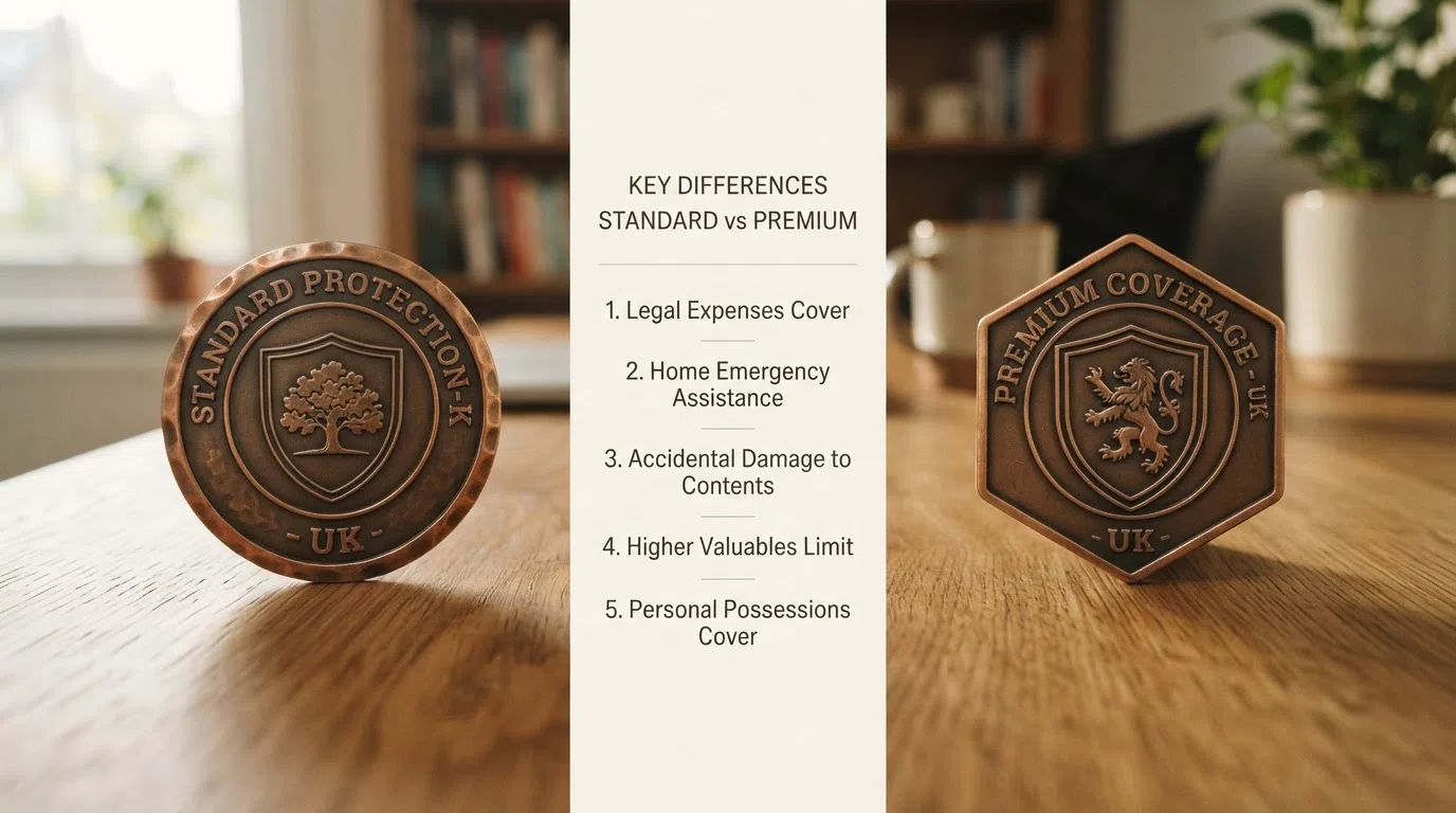 A split visual with the UK Gambling Commission logo on the left and the Curaçao eGaming seal on the right, separated by a vertical divider with key protection differences listed on each side